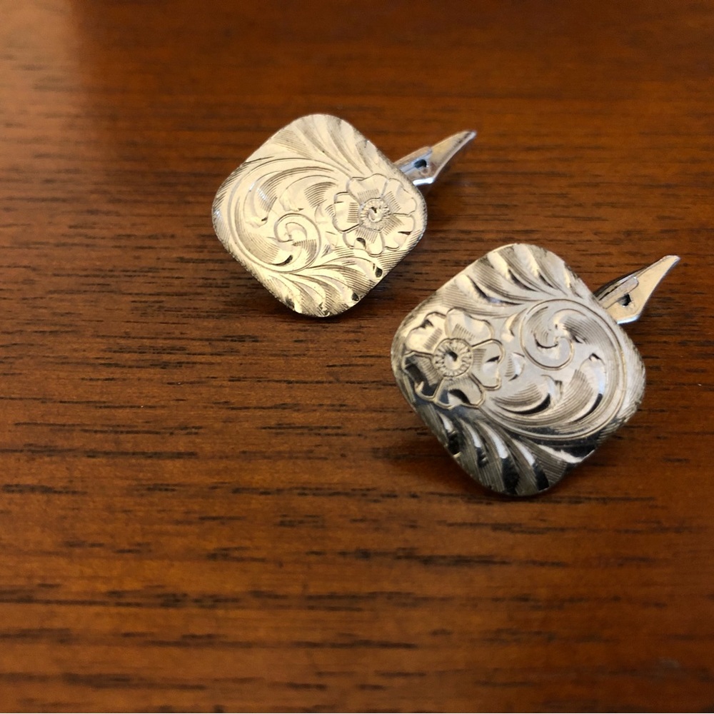 Floral print Sterling silver cufflinks